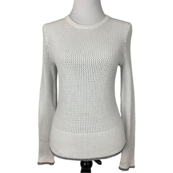 Rag & Bone Women's White Keyhole Crew Neck Stretch Designer Knit Sweater S/C34 - Picture 1 of 15